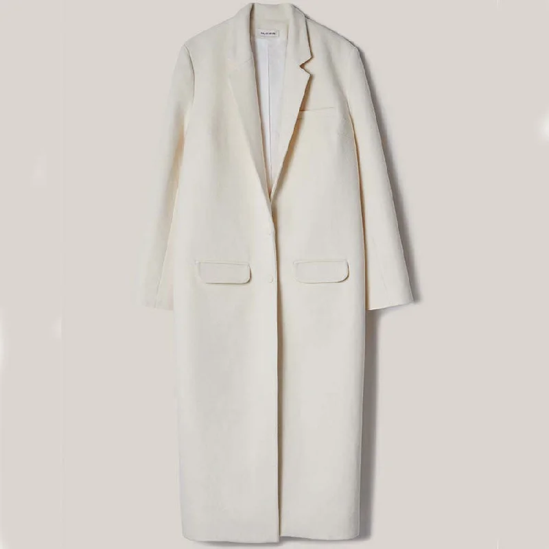 VIRGIN WOOL BLAZER COAT IN OFF-WHITE