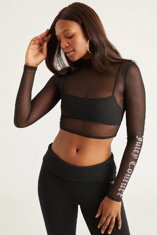 Small Bling Mesh Mockneck Top